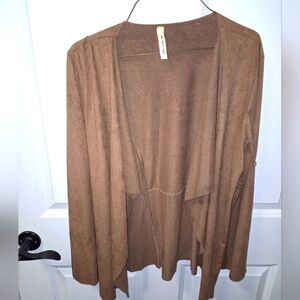 A My Beloved suede like long sleeve cardigan sweater in a size large.